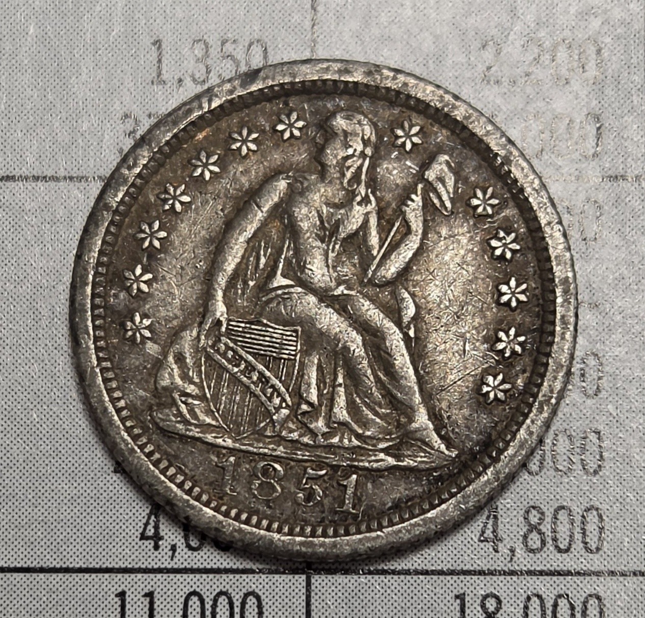 Xf 1851 O Seated Liberty Silver Dime Us Coin New Orleans Mint Xf
