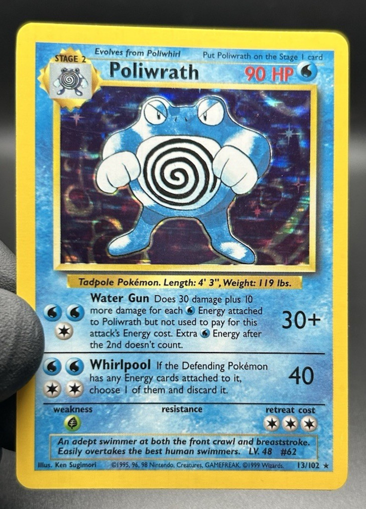 Poliwrath Holo + Poliwag Poliwhirl Evolution Line Base Set Unlimited WOTC Poliwrath Holo + Poliwag Poliwhirl Evolution Line Base Set Unlimited WOTC