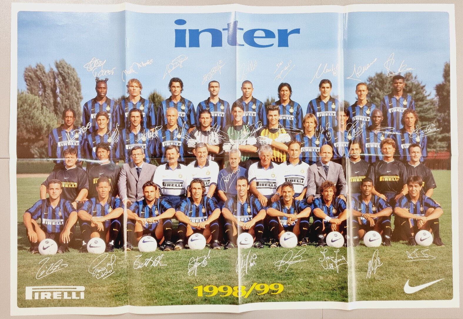INTER PINK POSTER 1998-1999 98-99 PHENOMENON RONALDO-ZANETTI-BAGGIO ORIGINAL