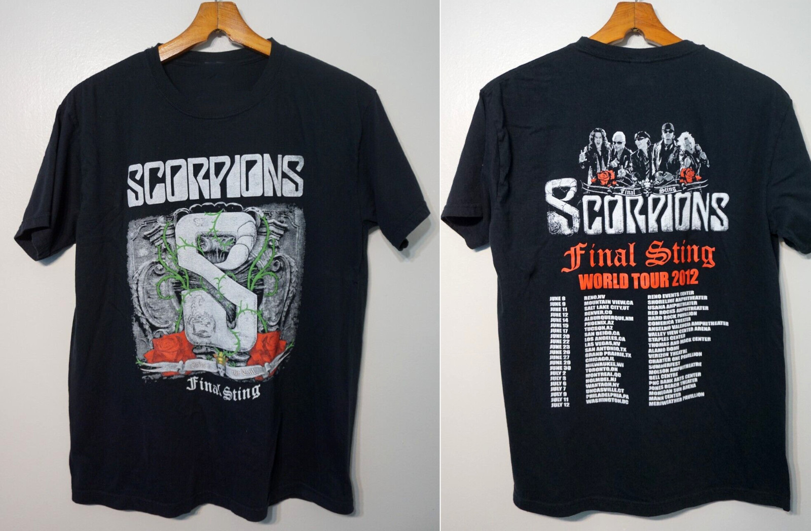 Scorpions Final Sting World Tour 2012 Double Sided Rock Concert T-Shirt