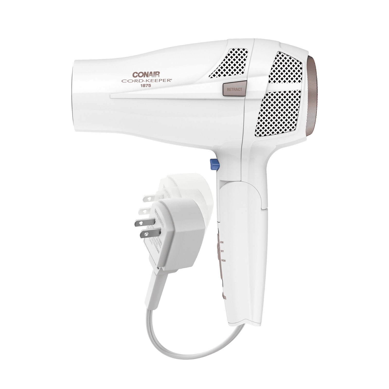 Conair Double Ceramic Travel Hair Dryer, 1875 Watts, Dual Voltage,Folding Handle