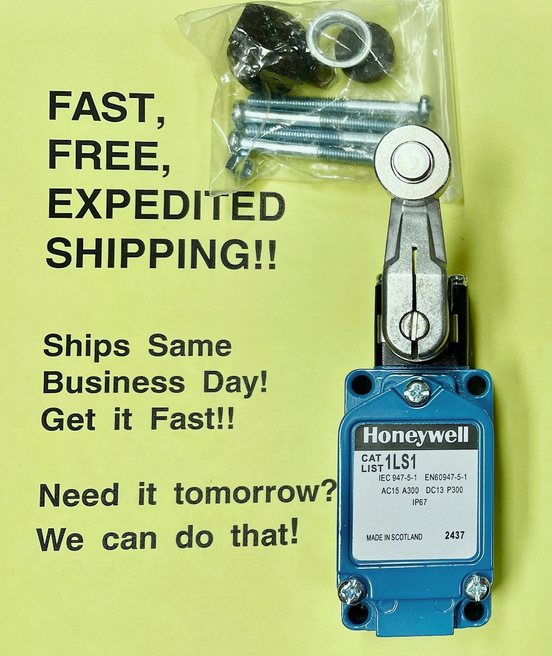 Honeywell, Microswitch, Yamatake 1LS1 w/Mounting Kit; FREE SAME DAY SHIPPING