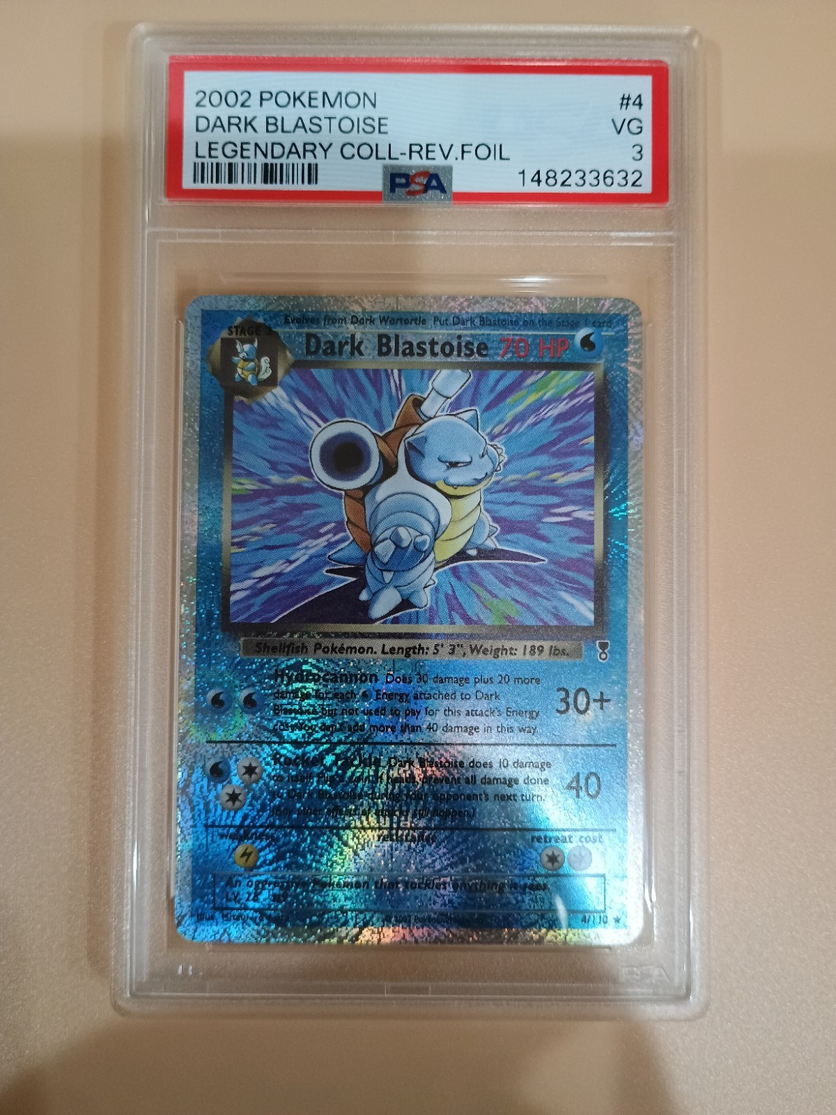 2002 Dark Blastoise Legendary Card Reverse Holo 4/110 PSA 3 English 2002 Dark Blastoise Legendary Card Reverse Holo 4/110 PSA 3 English