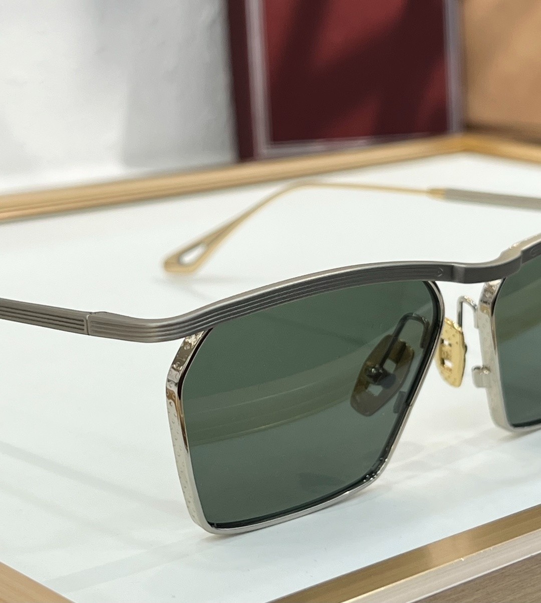 JACQUES MARIE MAGE BRESSON Metal Sunglasses Silver Frame Green Lens 60-15-146