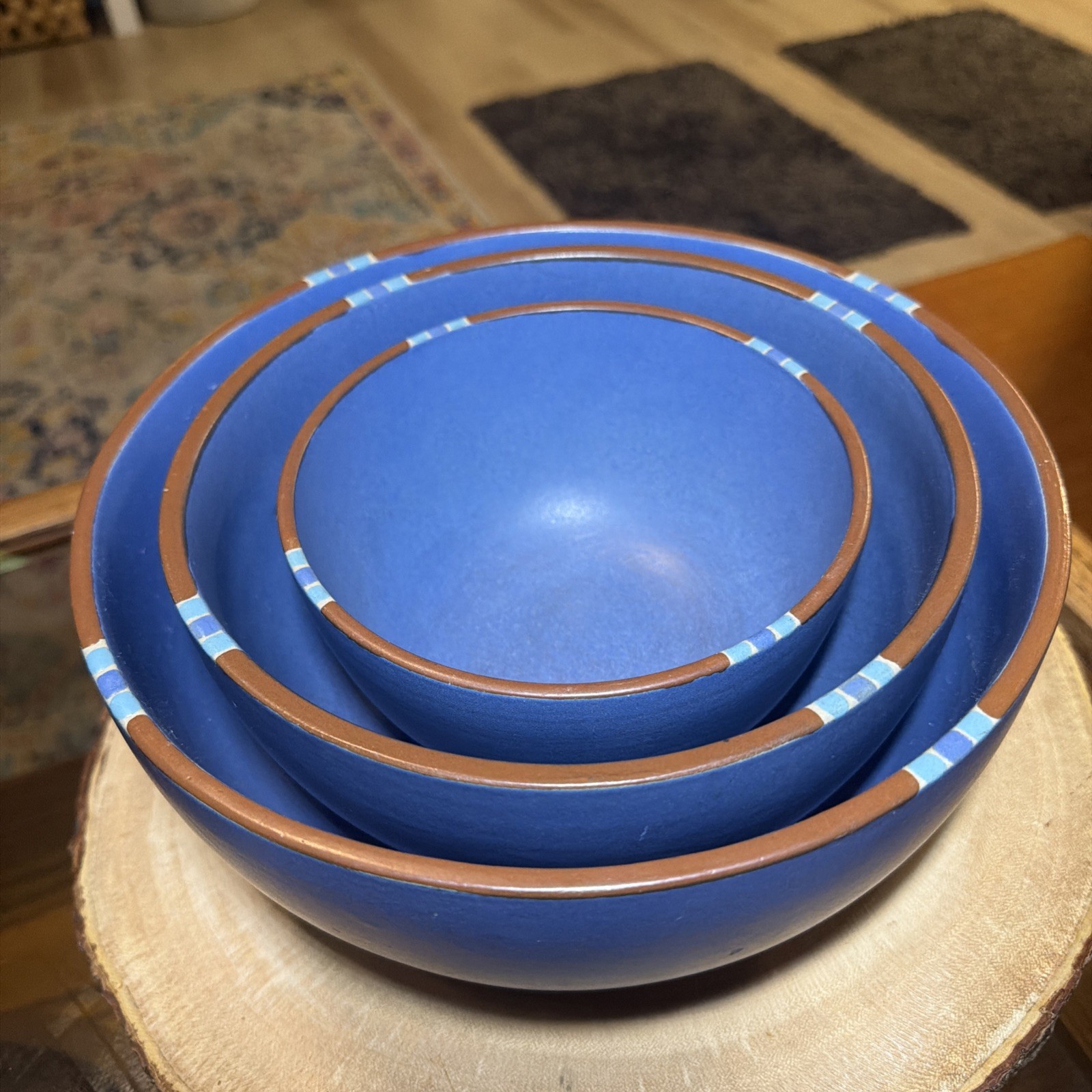 VTG-Dansk-Mesa Sky Blue Nesting Mixing Bowls Set (3) 10”, 8.75, & 6” Collectors