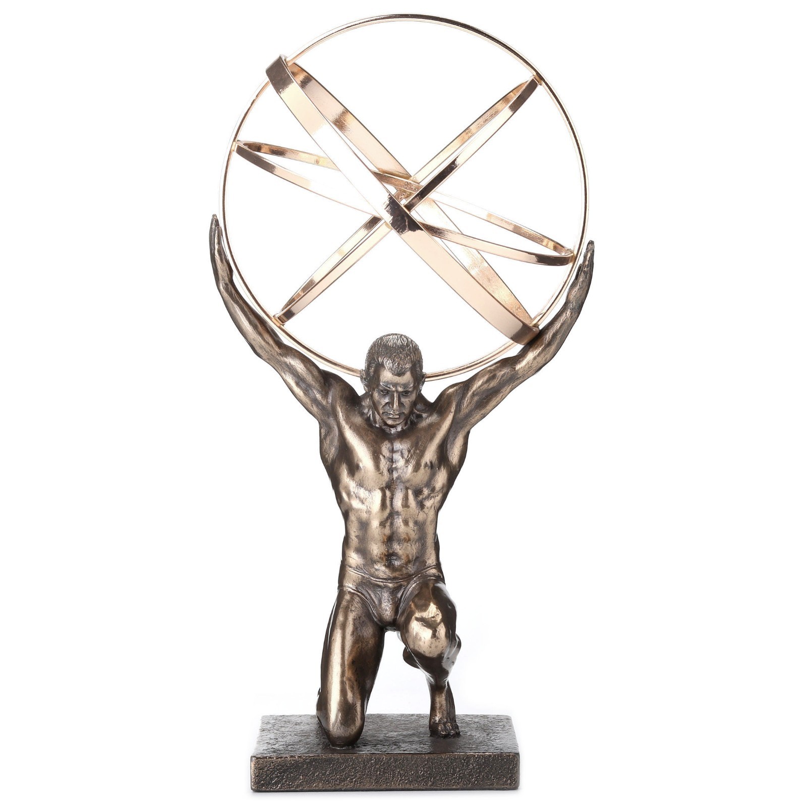 Veronese Design Bronze and Gold Finish Atlas Carrying Celestial Sphere Statue Veronese Design Bronze and Gold Finish Atlas Carrying Celestial Sphere Statue