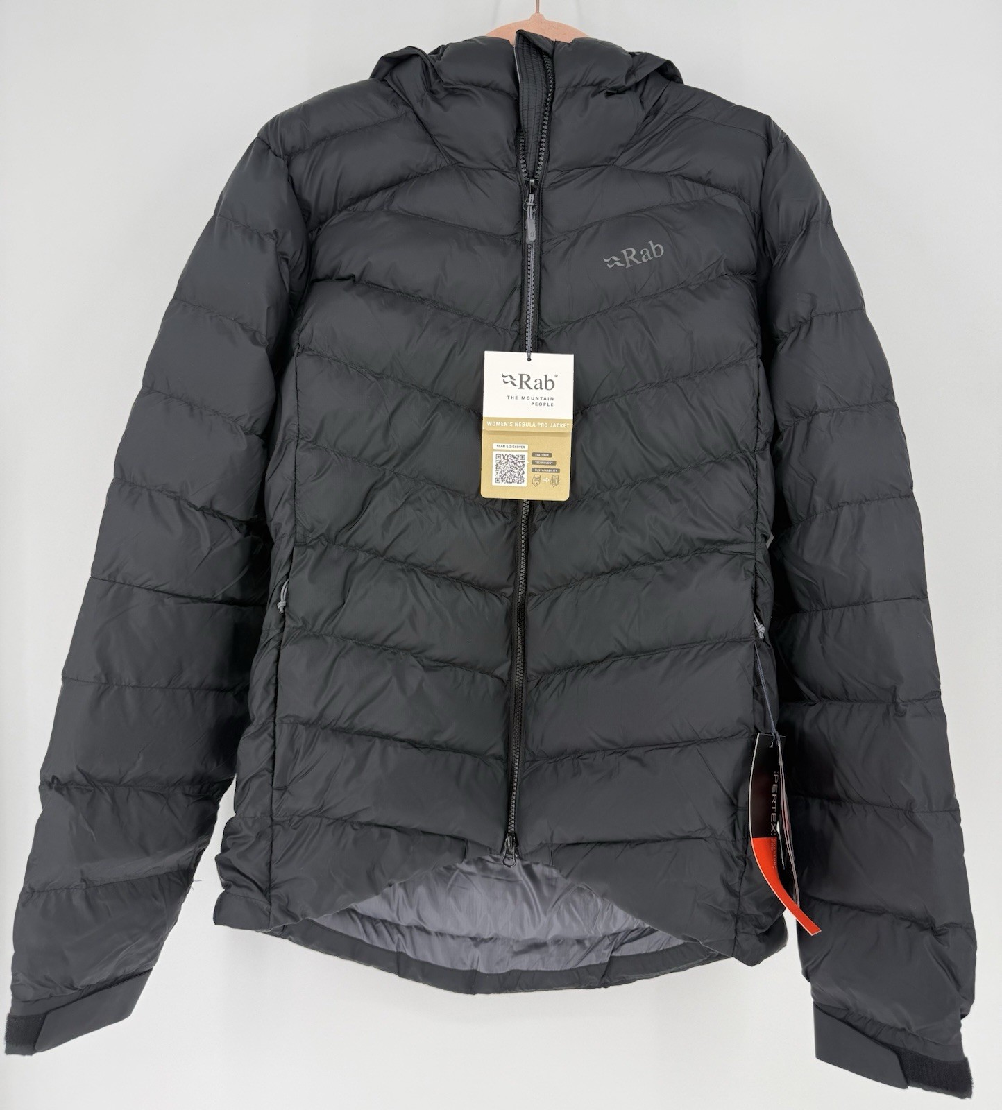 RAB Jacket Womens Med Nebula Pro Pertex Quantum Primaloft Black Hood Pocket NWT