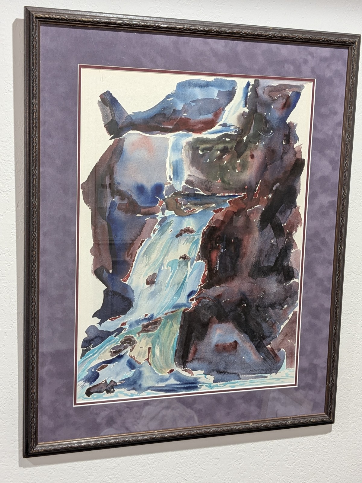 Original Rare Robert Munson Howe Watercolor Framed Painting Waterfall 25\