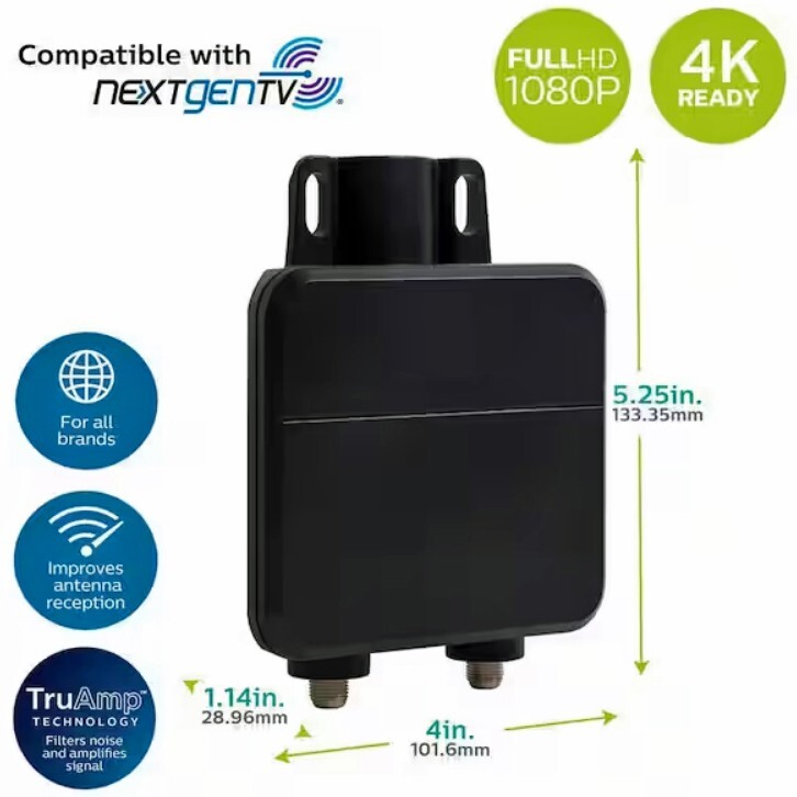 Outdoor PreAmp TV Antenna Signal Amplifier NEXTGEN, ATSC 3.0, 4K, UHD, HD, HDR