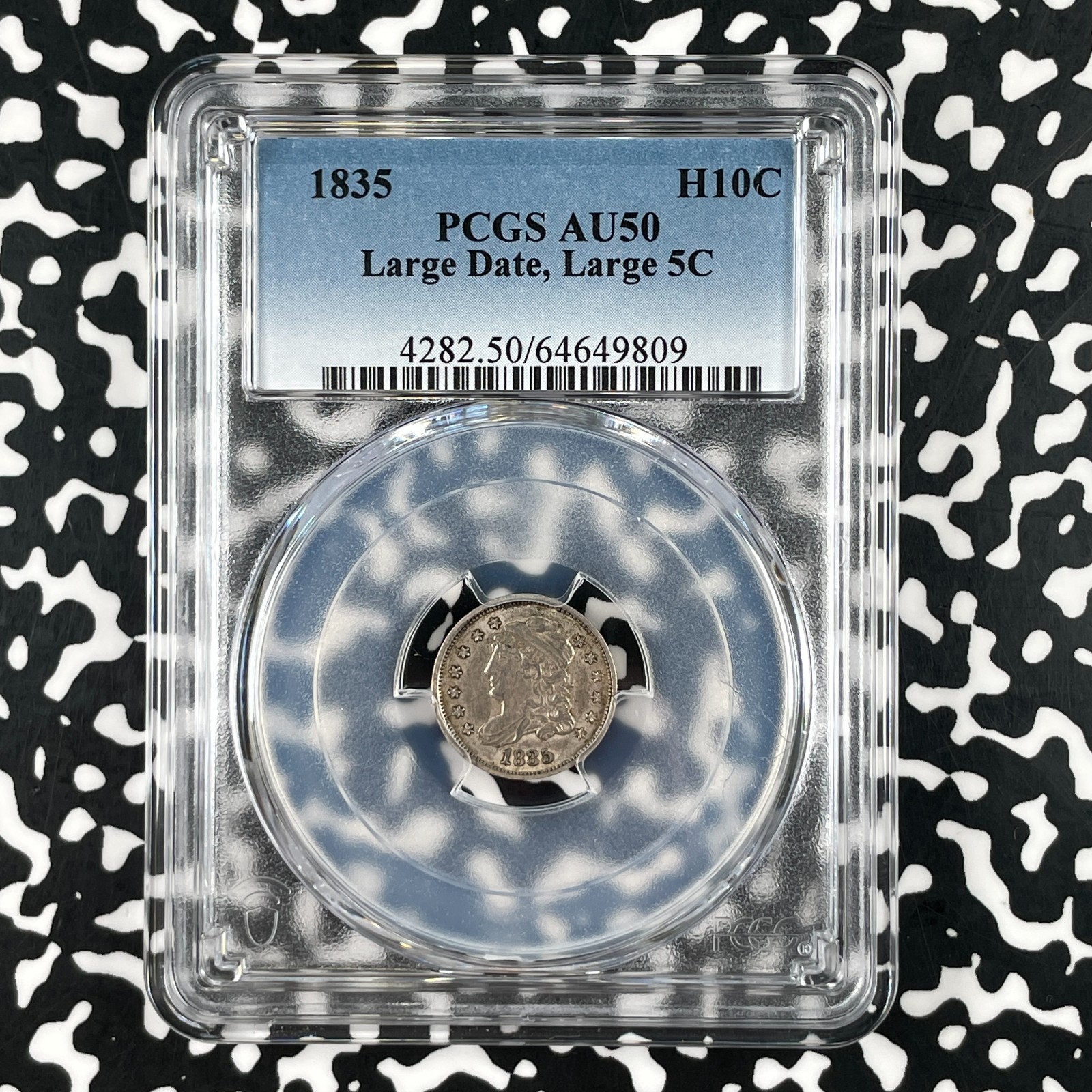 1835 U.S. 5 Cents Capped Bust Half Dime PCGS AU50 Lot#G3347 Silver Large Date