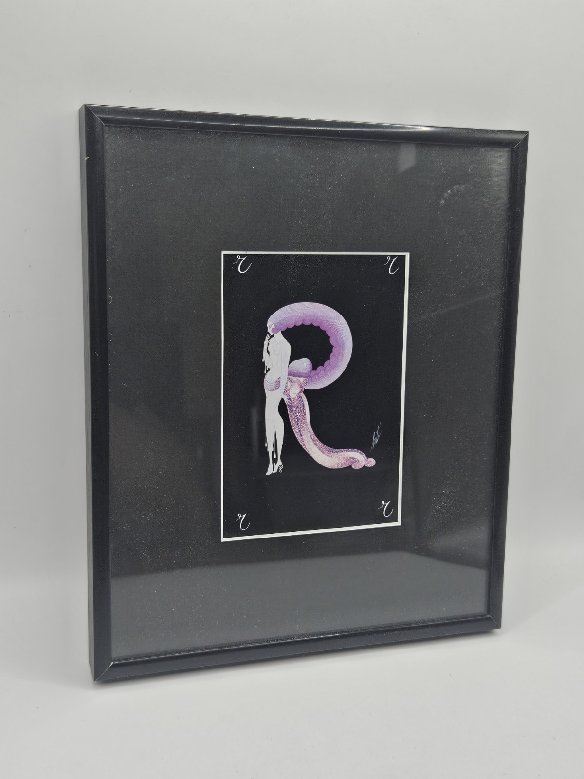 Erte R CUSTOM FRAMED Vintage Print Art Deco Alphabet Series Letter Suite 9\