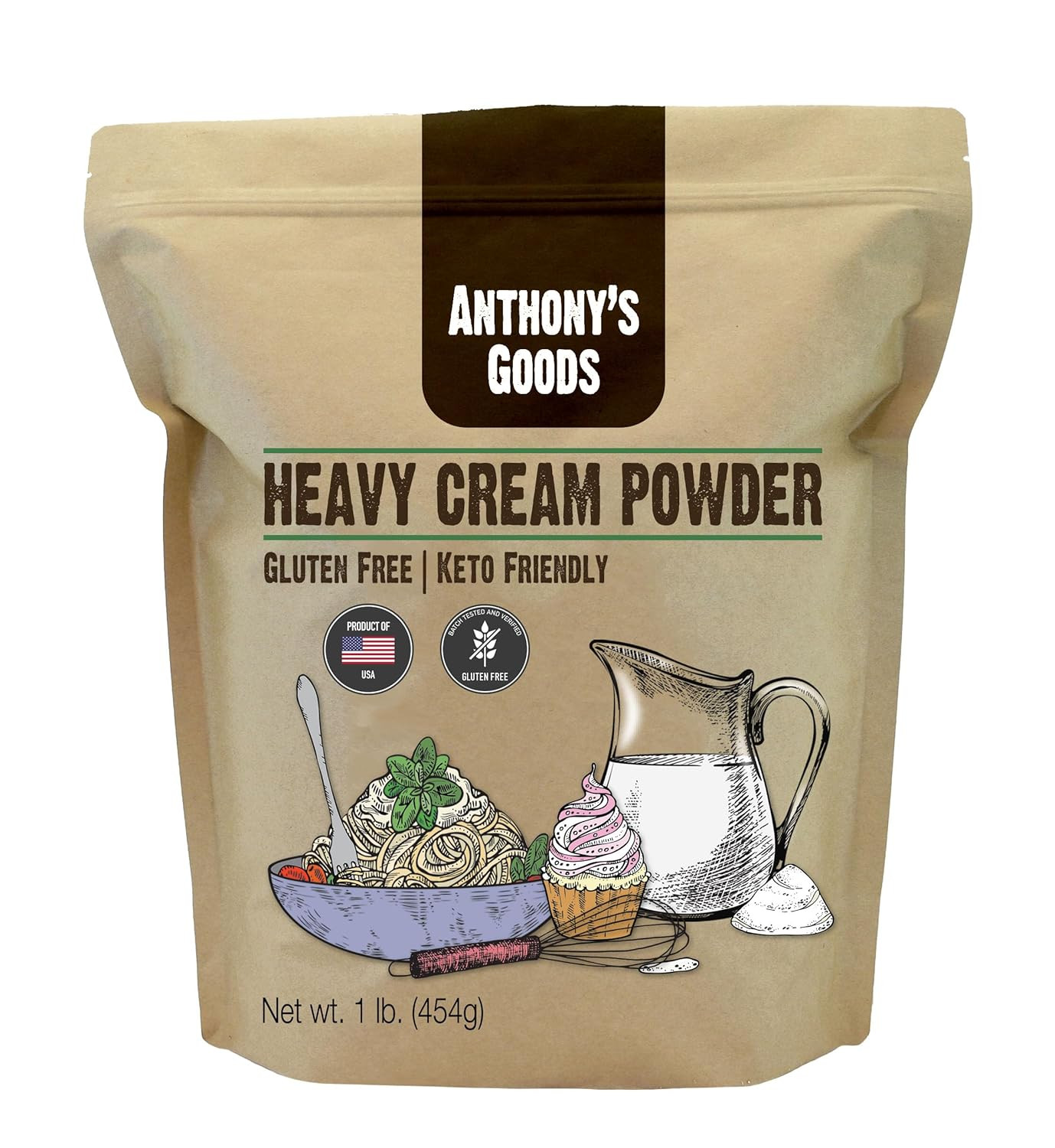 Anthony's Heavy Cream Powder, 1 lb, Batch Tested Gluten Free, No Fillers or Anthony's Heavy Cream Powder, 1 lb, Batch Tested Gluten Free, No Fillers or