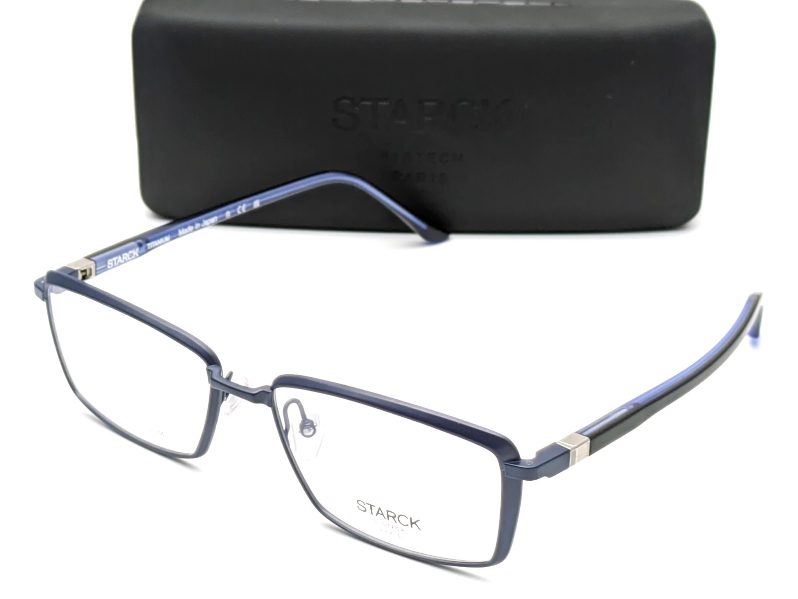 Starck SH2071T 0002 Rectangle Matte Blue Men\'s Eyeglasses Frames 56-17-145