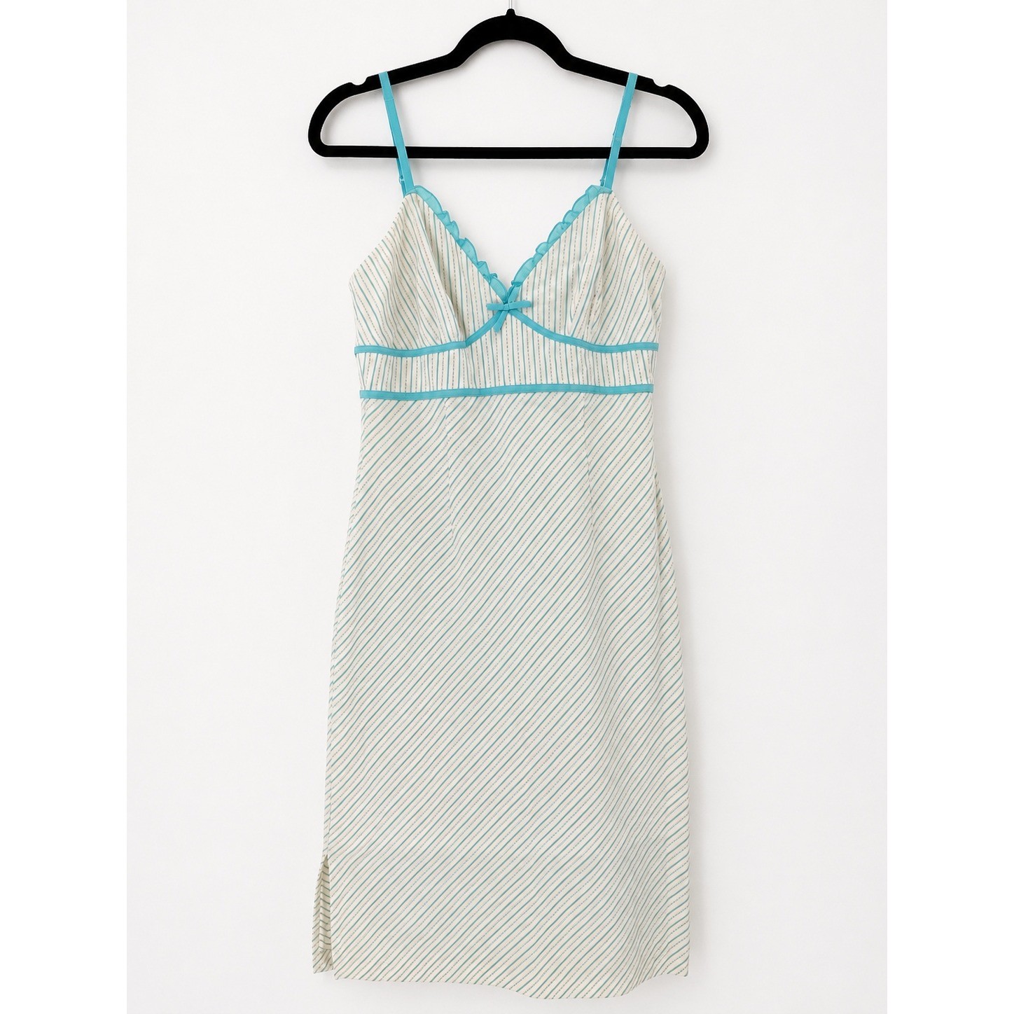Express Slip Dress Womens 8 White Blue Striped Y2K Vintage Coquette Pinstripe