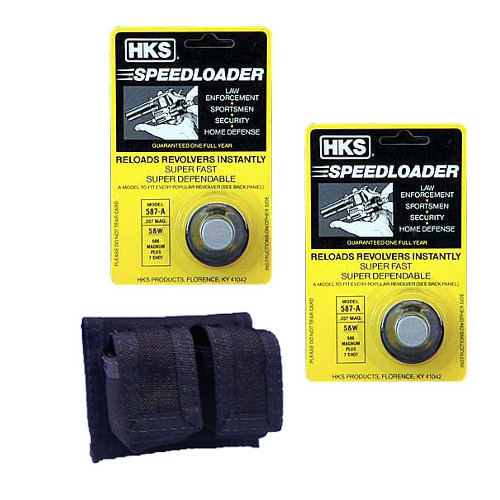 HKS 7-shot Speedloader 357 Magnum 587-A Two with Double Belt Pouch