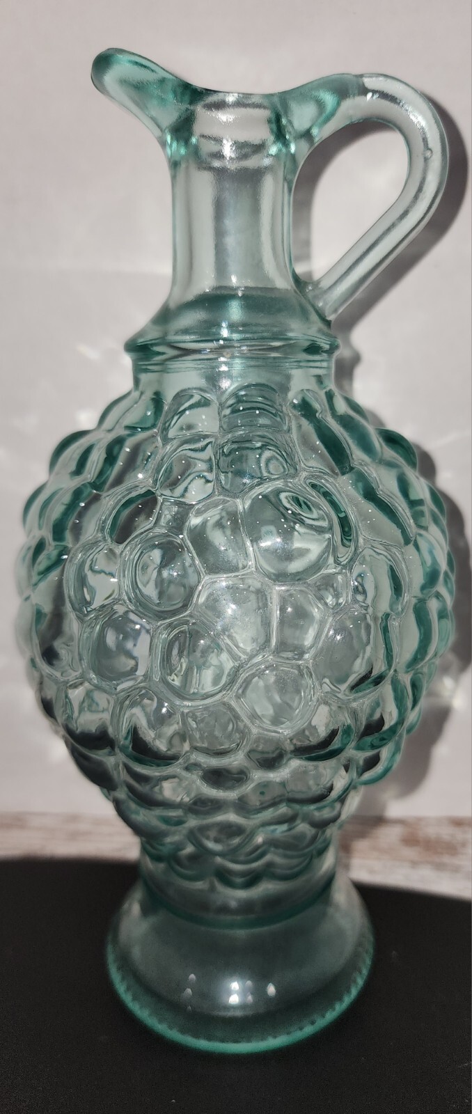 Vintage Vetreria Etrusca Light Green Glass Grapes decanter Cruet Made in Italy