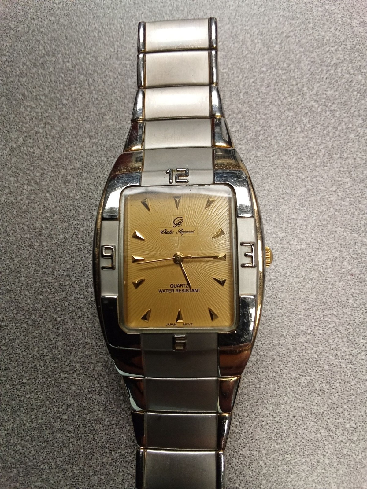 Charles Raymond Mens Quartz Water-Resistant Stainless Steel Wristwatch With Gold