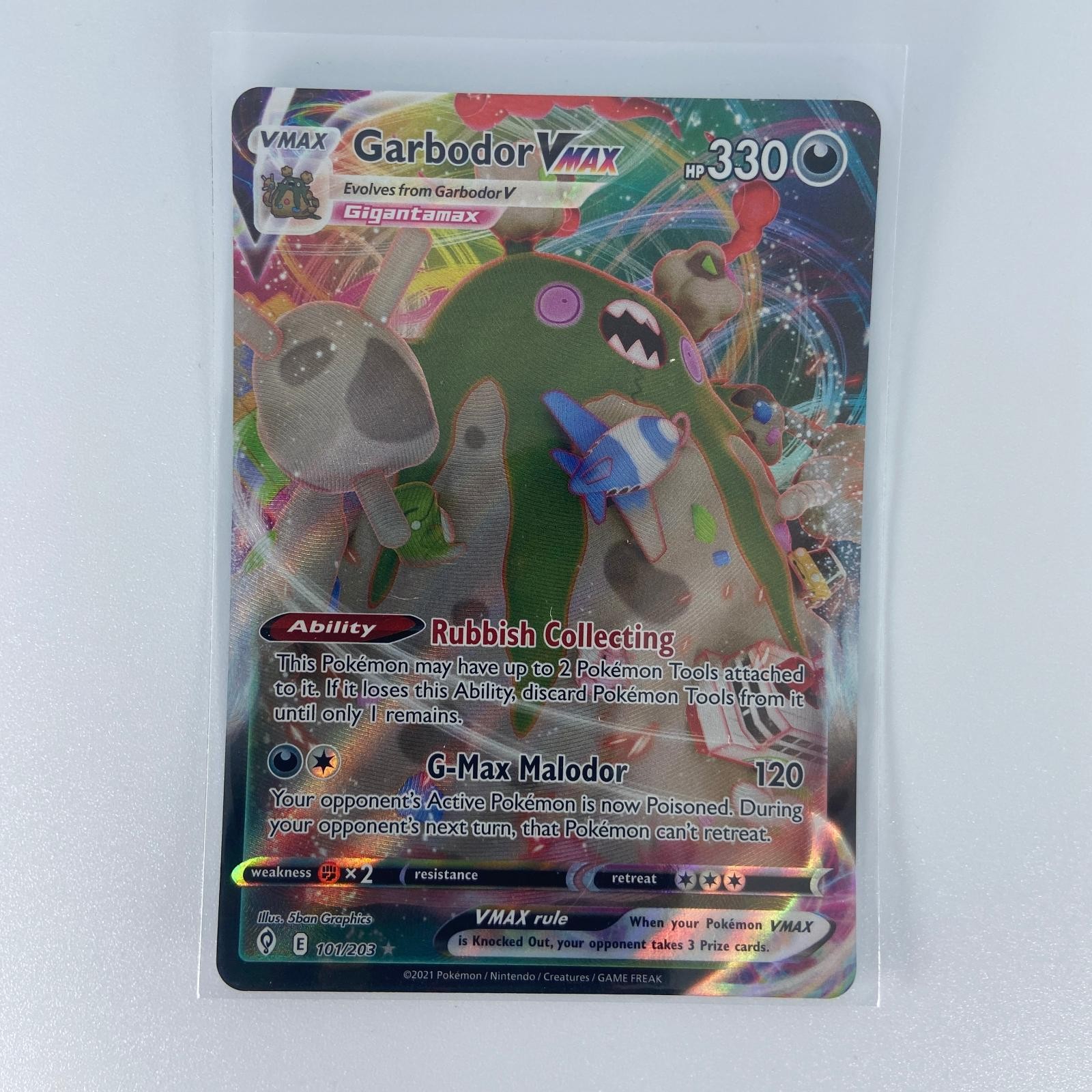 Garbodor VMAX 101/203 Holo VMAX Rare Evolving Skies Pokemon NM/M Garbodor VMAX 101/203 Holo VMAX Rare Evolving Skies Pokemon NM/M