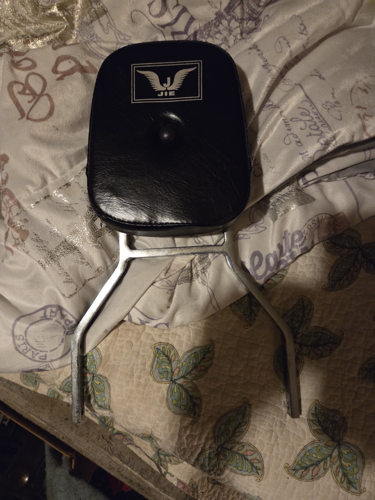 Vintage JIE Motorcycle Passenger Backrest & Sissy Bar Upright Hoop