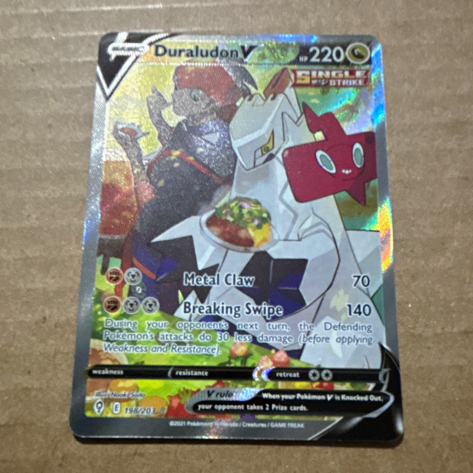Pokemon Duraludon V 198/203 Evolving Skies Ultra Rare Full Art Holo Eng 220HP Pokemon Duraludon V 198/203 Evolving Skies Ultra Rare Full Art Holo Eng 220HP