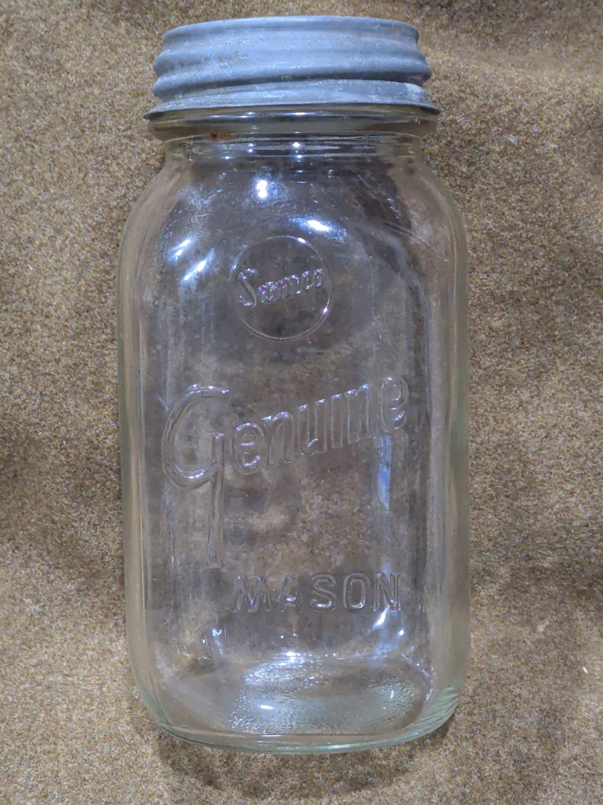 Vintage Samco Genuine Mason One Quart Square Mason Jar Zinc Lid