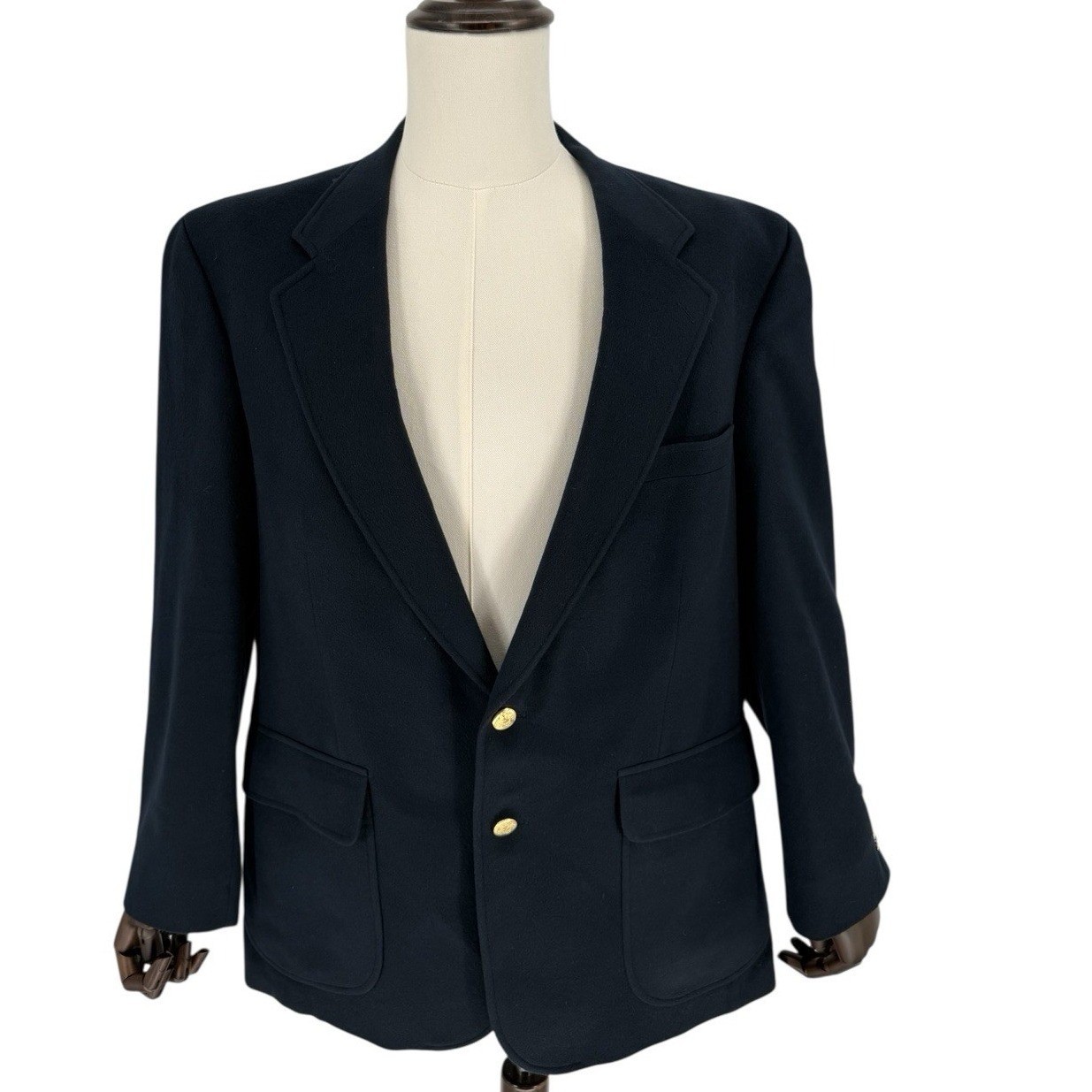 Vintage Land\'s End Cashmere Navy Blazer 44R Gold Button USA Made Vintage Land\'s End Cashmere Navy Blazer 44R Gold Button USA Made