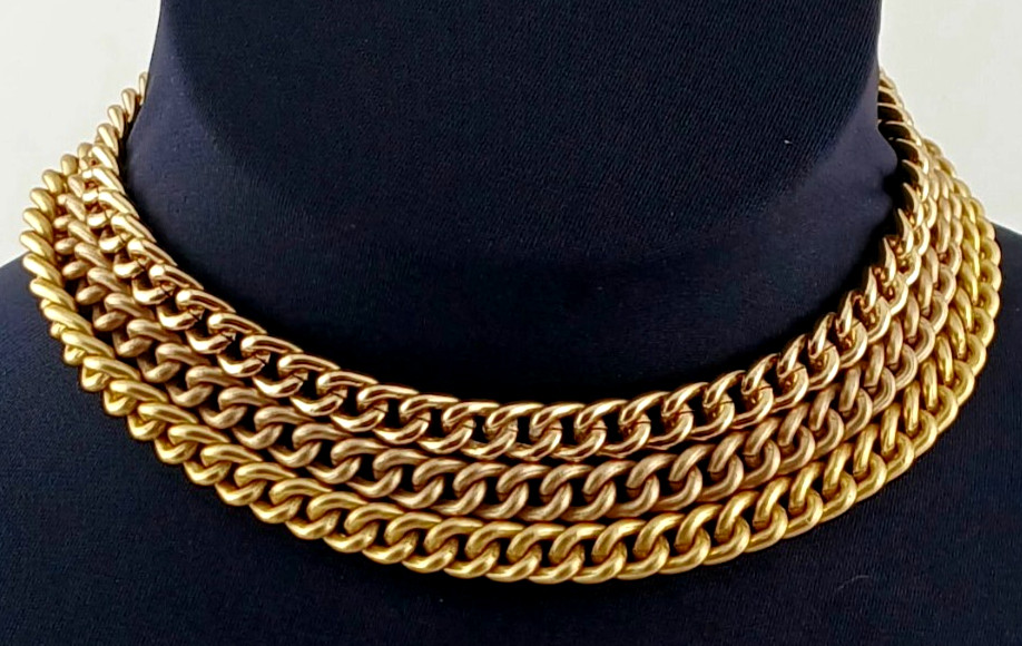 Vintage Signed 1990s Agatha Paris Triple Strand Scottie Collection Inora Romy