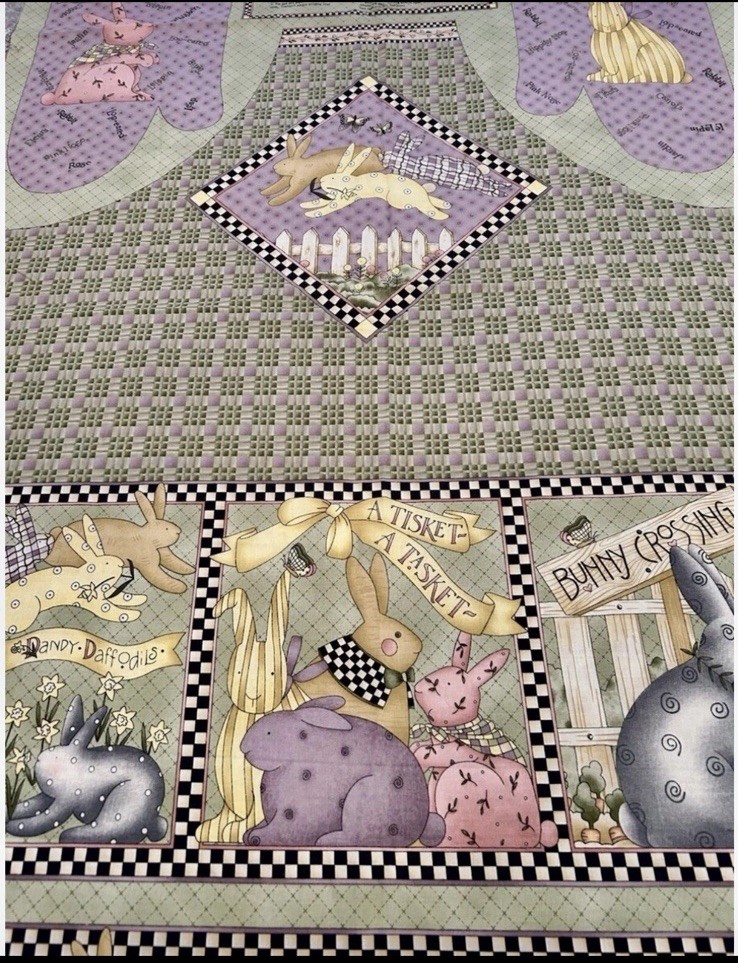 VTG Debbie Mumm Springtime Rabbits Apron & Potholder Panel Mumms The Word VTG Debbie Mumm Springtime Rabbits Apron & Potholder Panel Mumms The Word