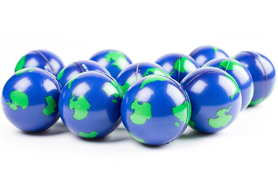 3 PACK  EARTH WORLD GLOBE STRESS  BALLS, SQUEEZE TOYS,  2\