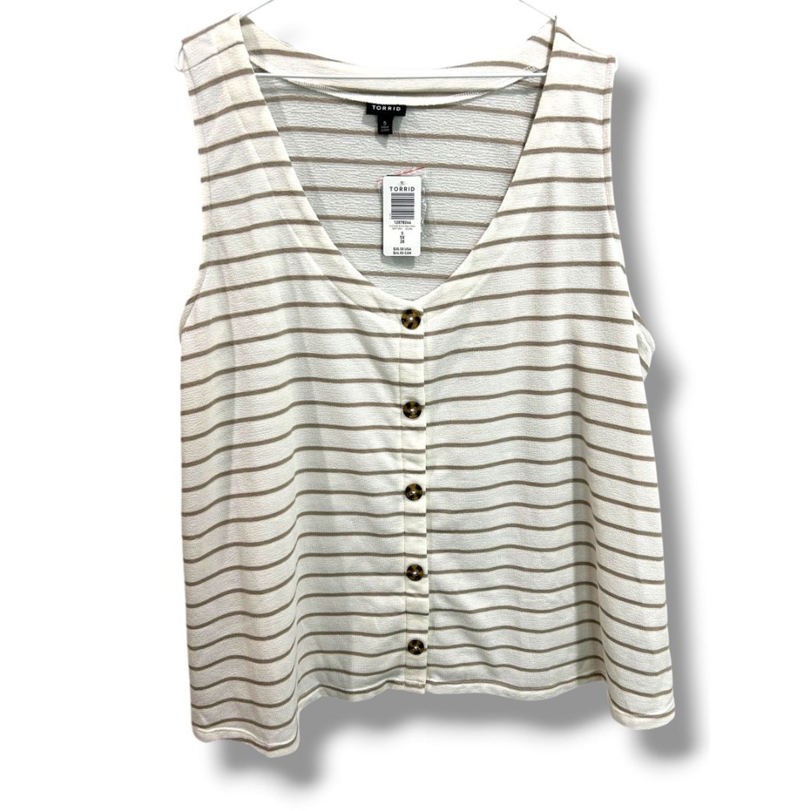 5X Torrid New Womens Plus Size Button Down Tank Stripe Shirt