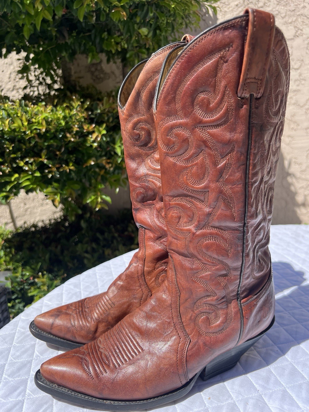 Vintage RUDEL embroidered Western Mex 27 Men\'s 8 Ee 2e US Leather Brown Boots
