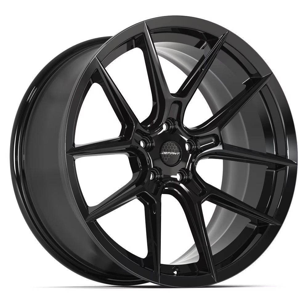 Single(1) DEFIANT Wheels DF08 20x9 Black Rim 5X114.3 +35ET