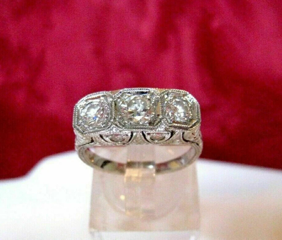 2.95Ct Art Deco Style Lab Created Diamond Wedding Anniversary 925 Silver Ring