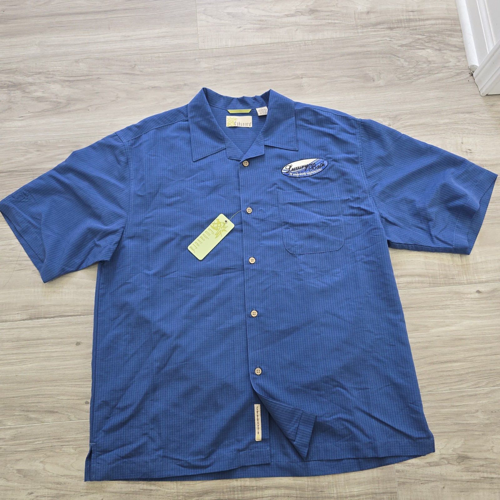 Cubavera Shirt Mens Large Blue Short Sleeve Button Up