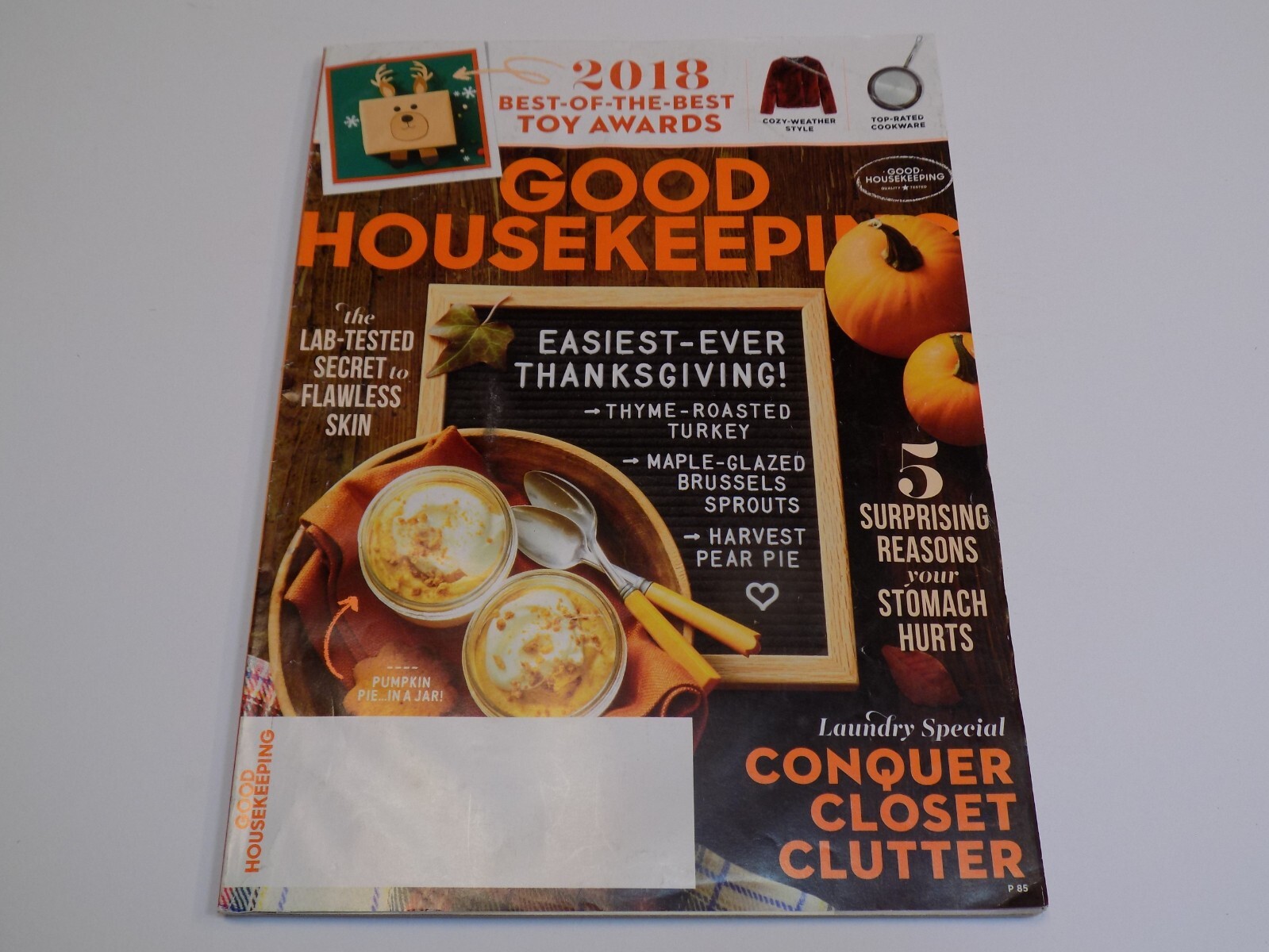 Good Housekeeping Magazine Nov 2018 Easy Thanksgiving Stomach Ache Flawless Skin