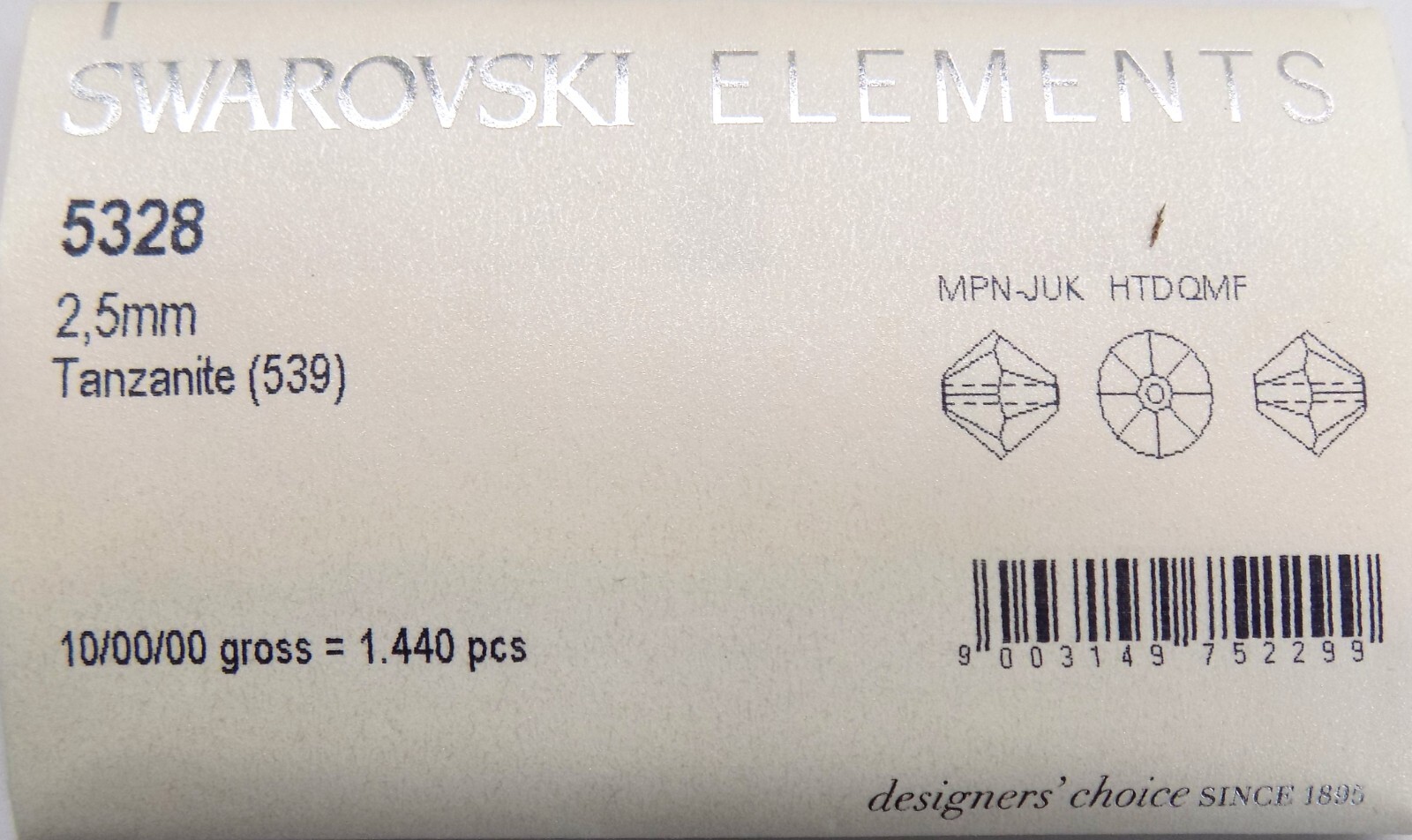 1440 Pc Factory Pk REAL Swarovski 5328 2.5mm Bicone Tanzanite (539) 1440 Pc Factory Pk REAL Swarovski 5328 2.5mm Bicone Tanzanite (539)
