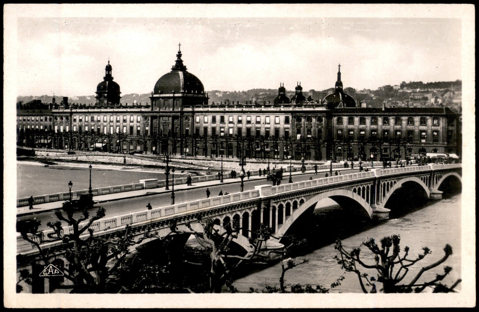 Vintage Lyon Pont Wilson & Hotel-Dieu Real Photo Postcard C.A.P. Paris RPPC