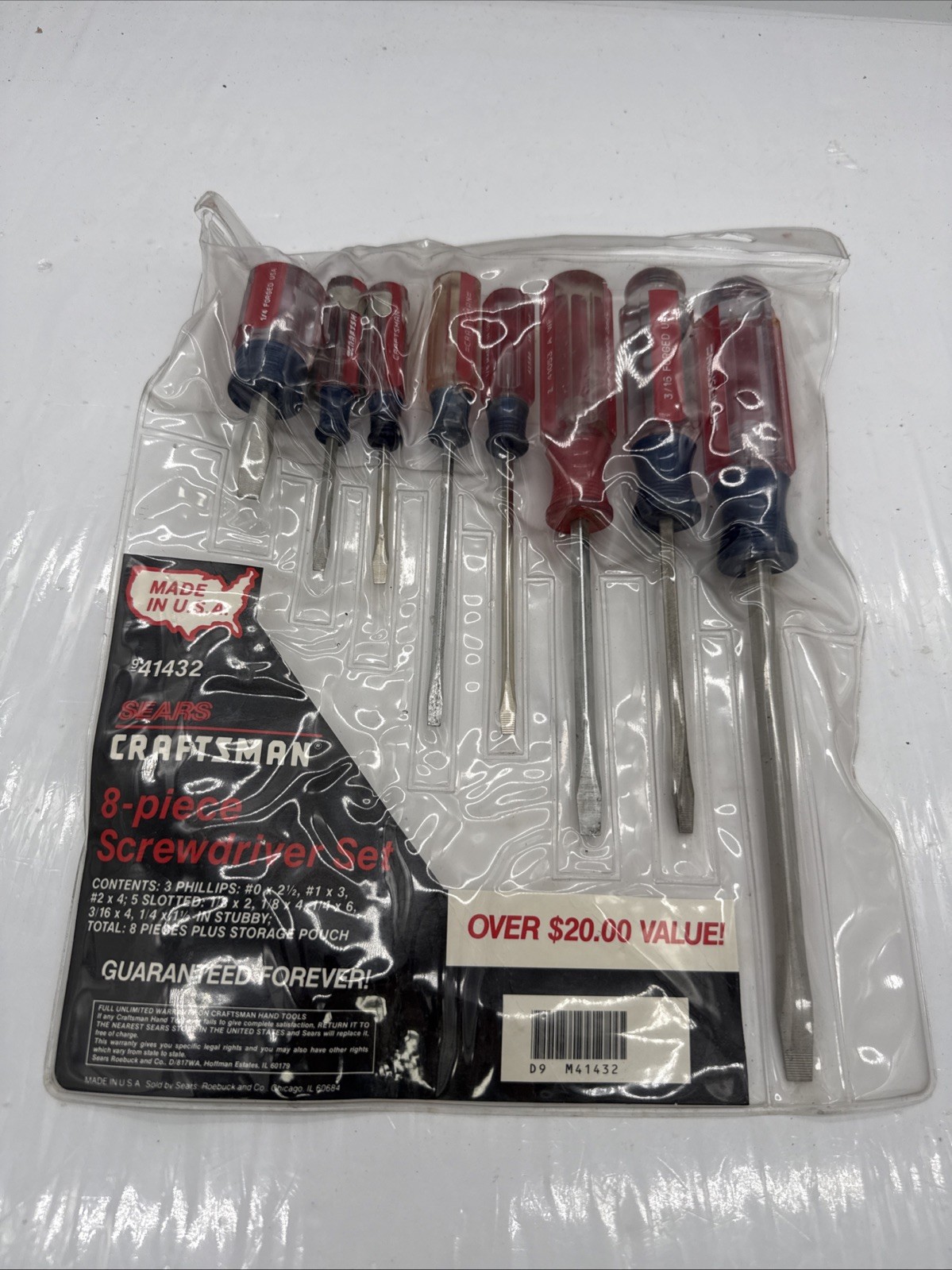(J) VINTAGE NOS CRAFTSMAN 41432 8pc SCREWDRIVER SET - MINT - MADE IN USA