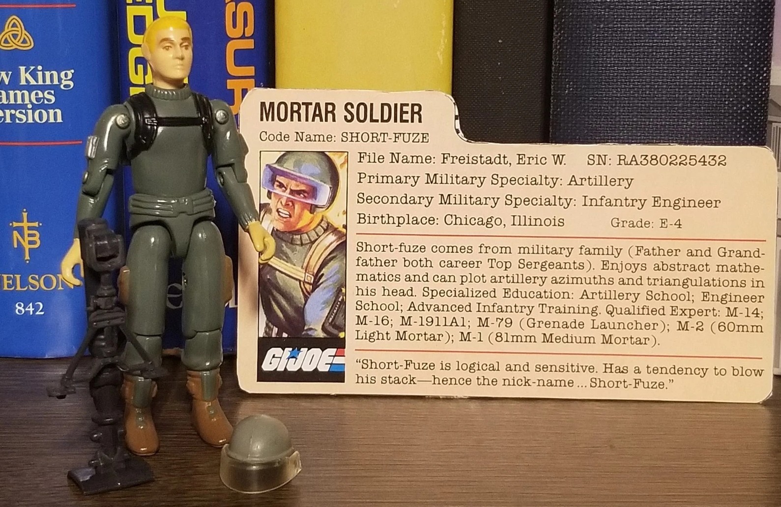 Vintage GI Joe Lot 1982 Short Fuze Straight Arm Figure Mortar Complete File Card