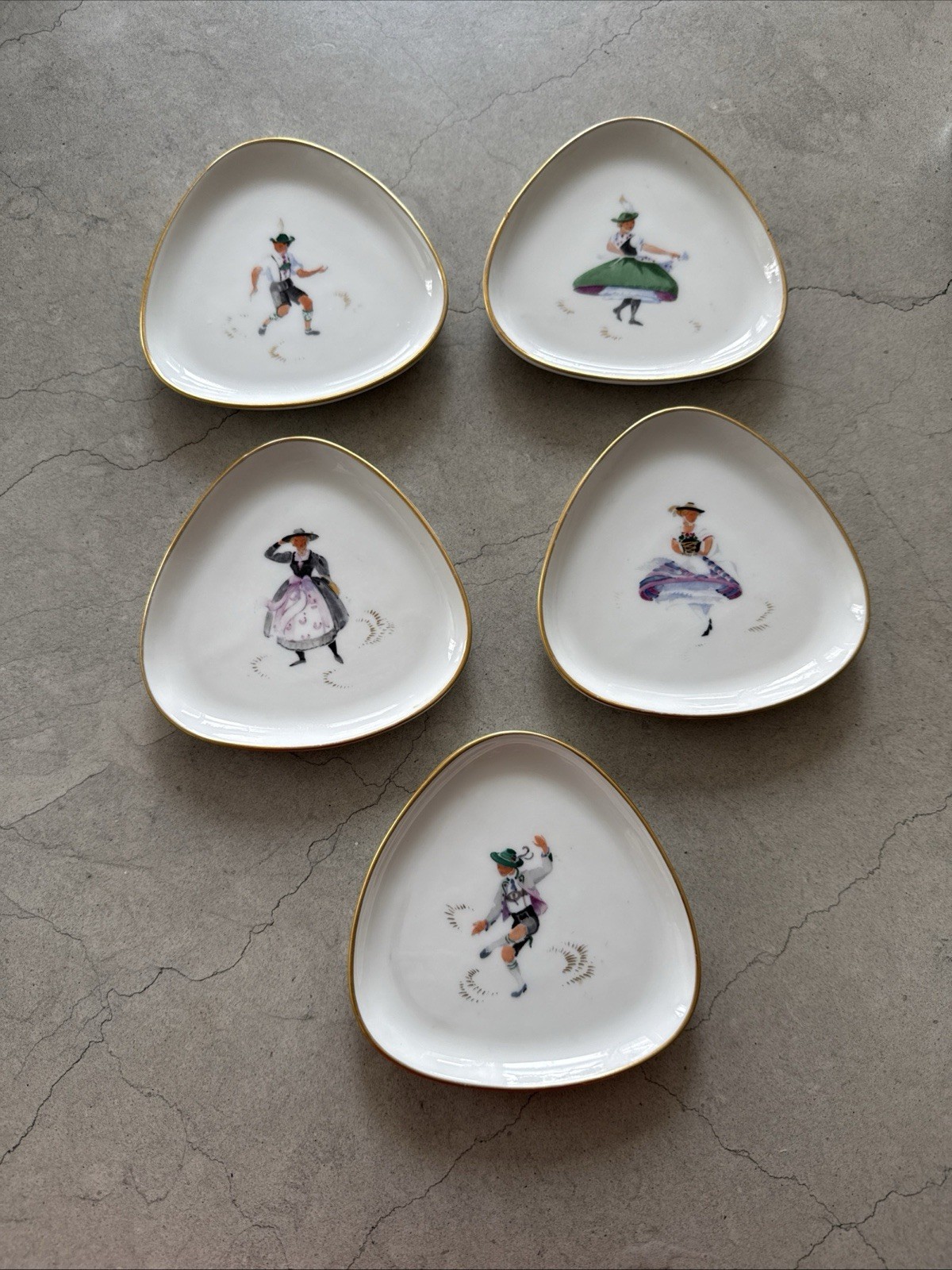 Vintage Rosenthal Handmalerei Munchen Germany Porcelain Trinket Dishes Set of 5