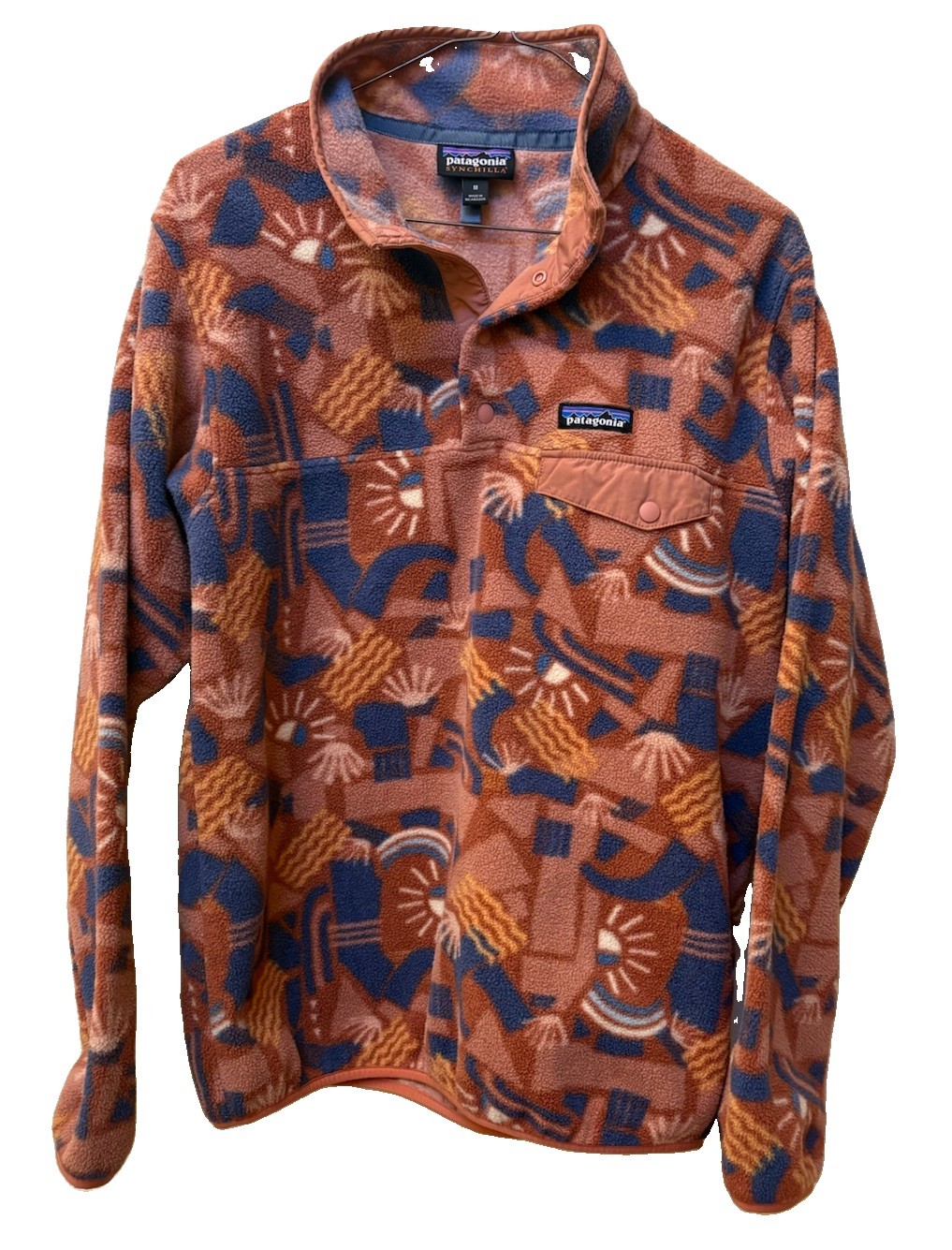 PATAGONIA Synchilla Snap-T Fleece Pullover Canyon Block Big Sisu SZ M Outdoors PATAGONIA Synchilla Snap-T Fleece Pullover Canyon Block Big Sisu SZ M Outdoors