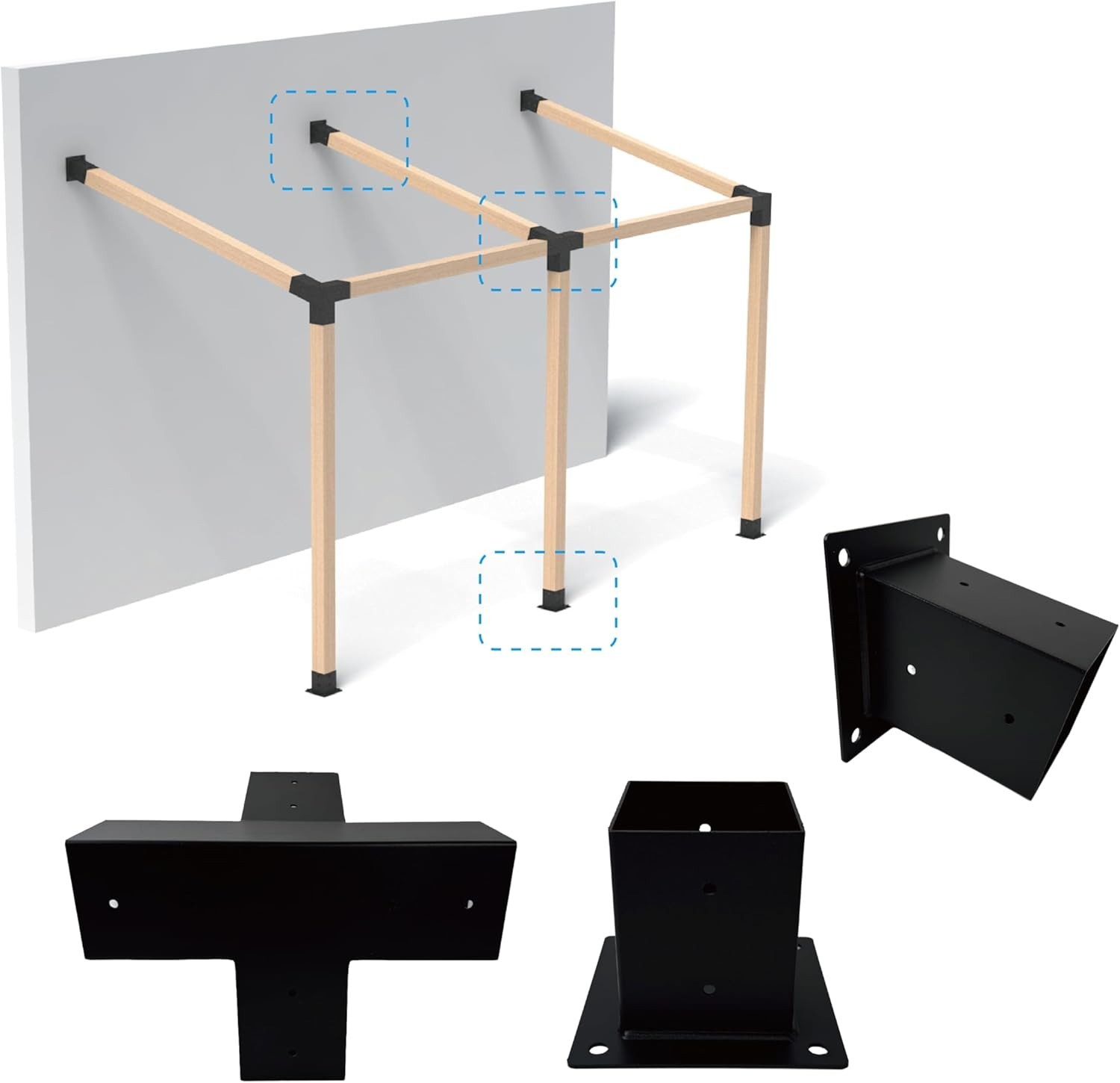 Pergola Bracket Kit 4X4, Including 1 Wall Base, 1 105 ° 4-Way and 1 Bases, 1 Set Pergola Bracket Kit 4X4, Including 1 Wall Base, 1 105 ° 4-Way and 1 Bases, 1 Set