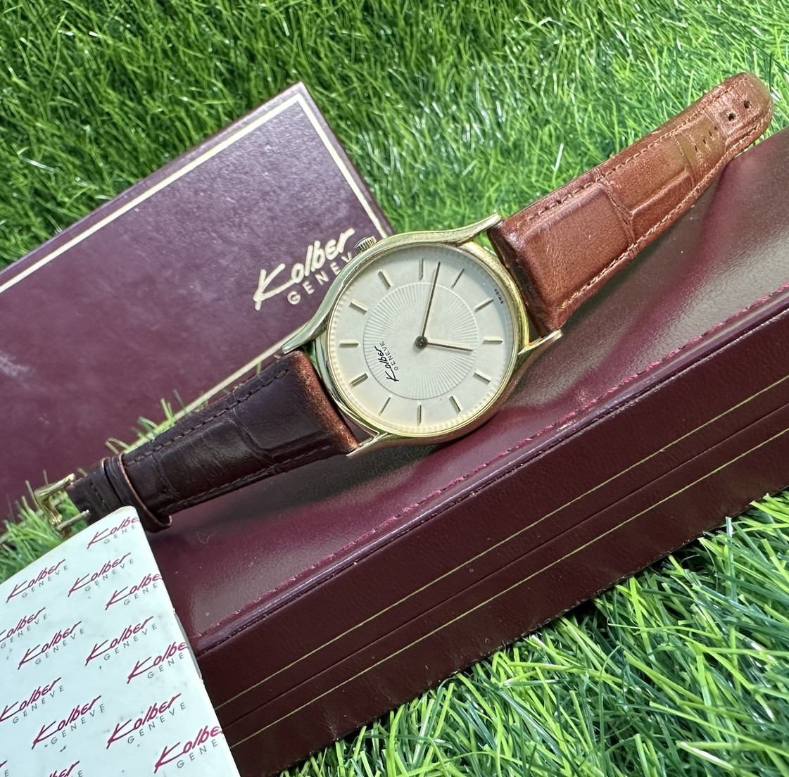ICONIC Kolber Geneve LUXURY WATCH SWISS MADE 70s GOLDEN DIAL RARE