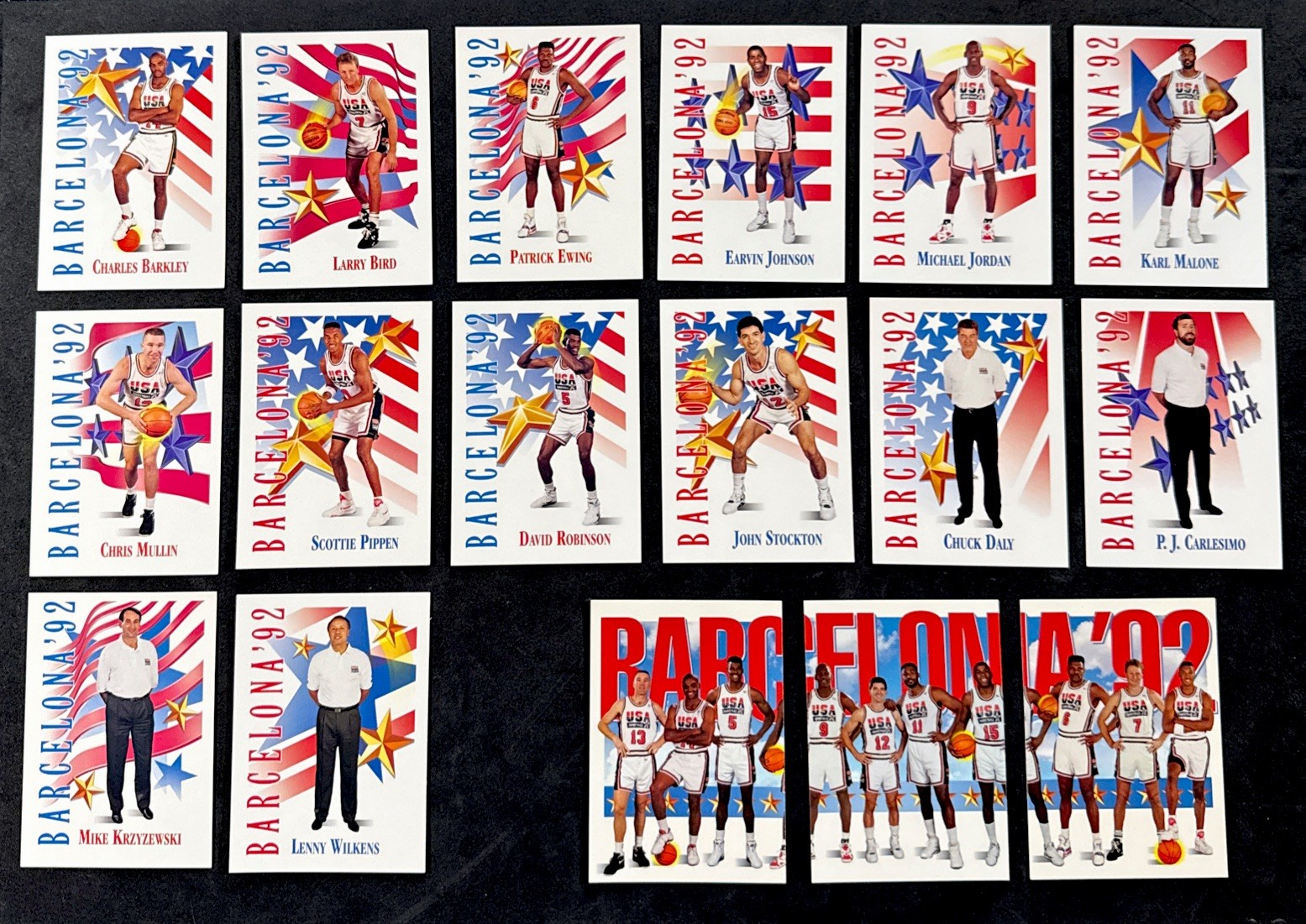 1991-92 Skybox USA Dream Team Barcelona 14 Card Set + 3 Card Team Photo Jordan