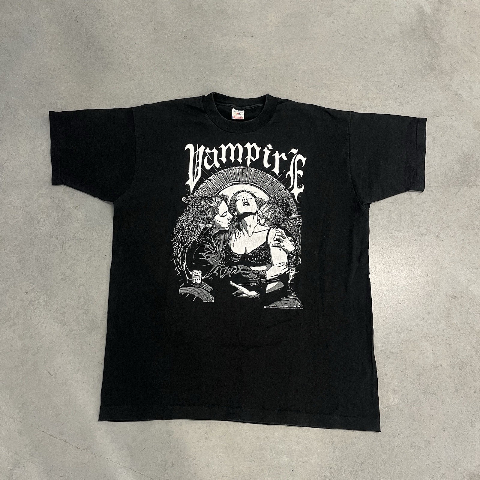 Vintage 1994 Timothy Bradstreet Vampire Shirt Fashion Victim Single Stitch XL