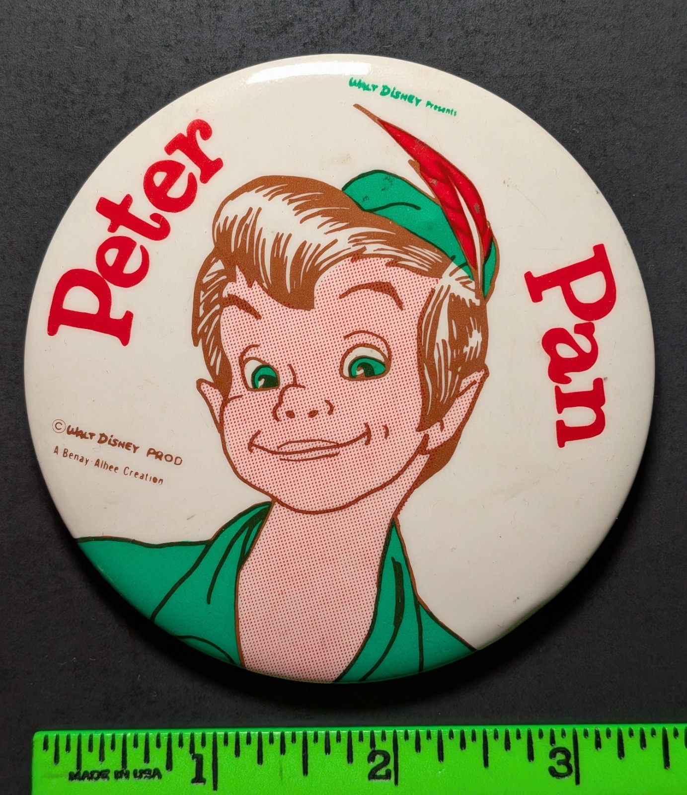 Vintage Peter Pan Walt Disney Pinback Pin