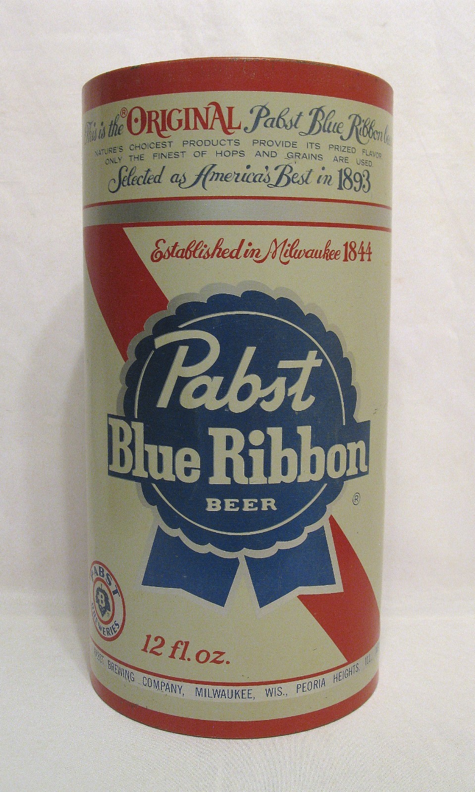 Vintage Pabst Blue Ribbon Steel Trash Can 1950's-60's PBR 16