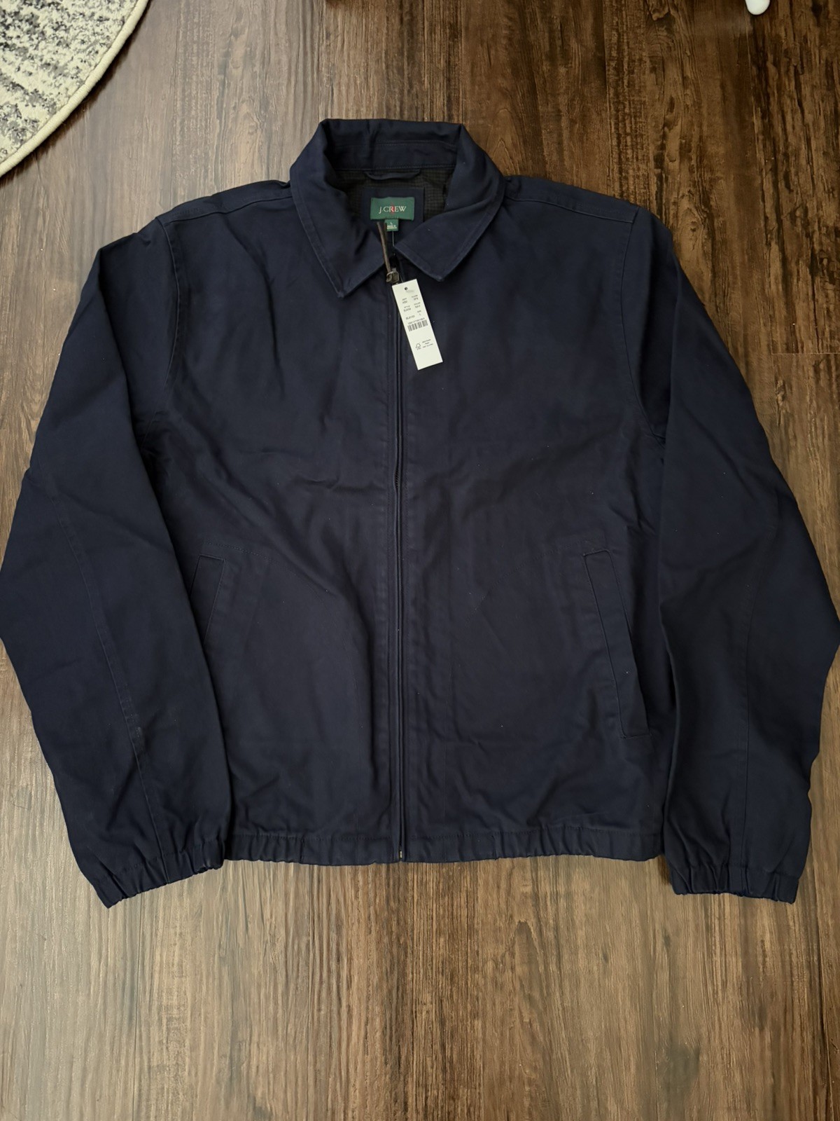 $178 J.Crew Men’s Harrington Cotton Twill Windbreaker Jacket Navy Size L