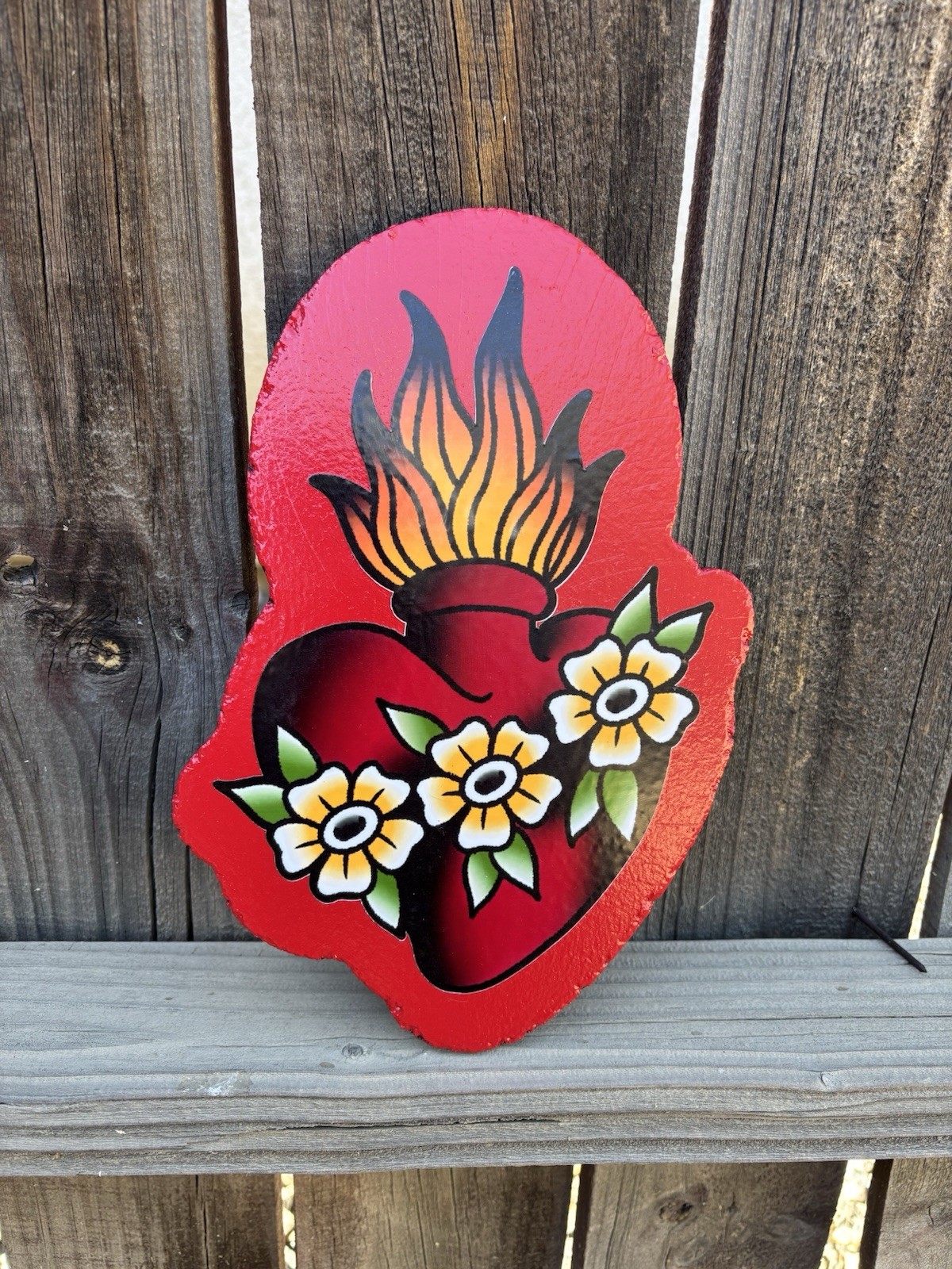 Sacred Heart Tattoo American Traditional Flash Woodcutout Sign