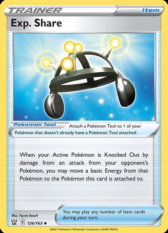 Exp. Share - 126/163 - Uncommon (Lp) Battle Styles - Trainer - Item Pokémon